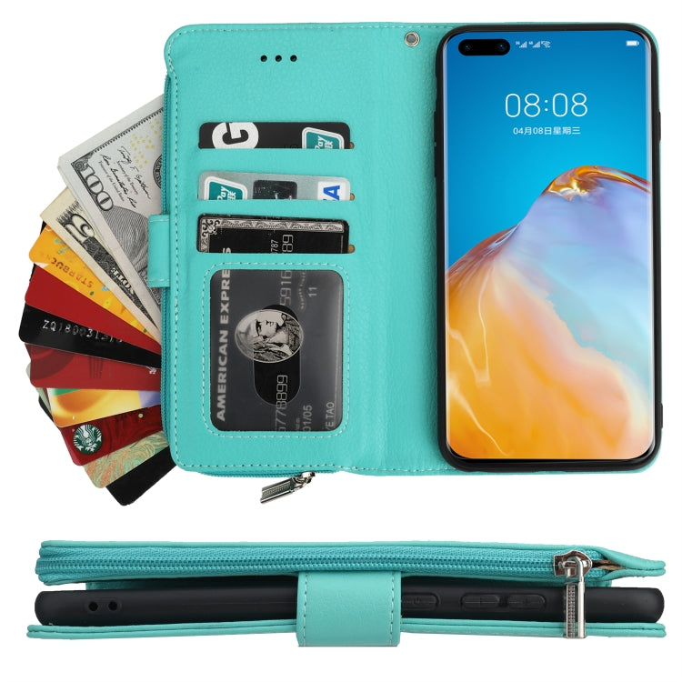 For Huawei P40 Pro / P40 Pro+ Microfiber Zipper Horizontal Flip Leather Case(Green) - Huawei Cases by buy2fix | Online Shopping UK | buy2fix