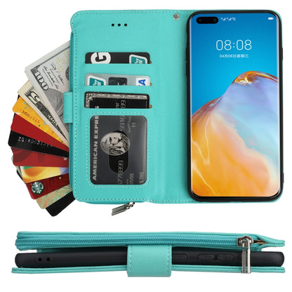 For Huawei P40 Pro / P40 Pro+ Microfiber Zipper Horizontal Flip Leather Case(Green) - Huawei Cases by buy2fix | Online Shopping UK | buy2fix