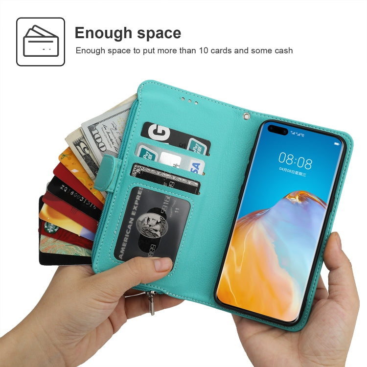 For Huawei P40 Pro / P40 Pro+ Microfiber Zipper Horizontal Flip Leather Case(Green) - Huawei Cases by buy2fix | Online Shopping UK | buy2fix