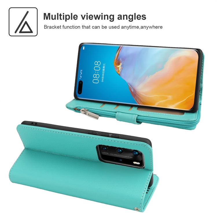 For Huawei P40 Pro / P40 Pro+ Microfiber Zipper Horizontal Flip Leather Case(Green) - Huawei Cases by buy2fix | Online Shopping UK | buy2fix