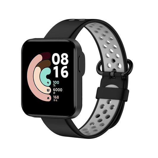 For Xiaomi Redmi Watch 2 Two-color Silicone Watch Band(Black Grey) - Watch Bands by buy2fix | Online Shopping UK | buy2fix