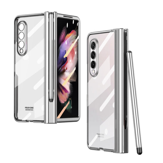 For Samsung Galaxy Z Fold3 5G 360 Full Body Electroplating Hinge Phone Case with Stylus(Silver) - Galaxy Phone Cases by buy2fix | Online Shopping UK | buy2fix