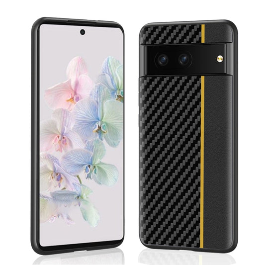 For Google Pixel 7 Pro 5G Ultra-thin Carbon Fiber Texture Splicing Phone Case(Yellow) - Google Cases by buy2fix | Online Shopping UK | buy2fix