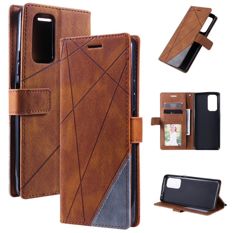 For Xiaomi Redmi Note 11S Skin Feel Splicing Leather Phone Case(Brown) - Xiaomi Cases by buy2fix | Online Shopping UK | buy2fix