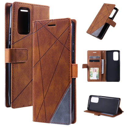 For Xiaomi Redmi Note 11S Skin Feel Splicing Leather Phone Case(Brown) - Xiaomi Cases by buy2fix | Online Shopping UK | buy2fix