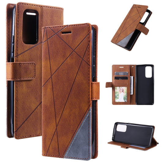 For Xiaomi Redmi Note 11S Skin Feel Splicing Leather Phone Case(Brown) - Xiaomi Cases by buy2fix | Online Shopping UK | buy2fix