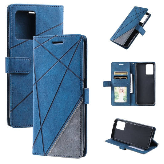 For OPPO Realme 9i Skin Feel Splicing Leather Phone Case(Blue) - Realme Cases by buy2fix | Online Shopping UK | buy2fix