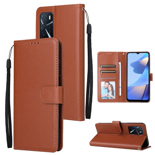 For OPPO A16 3 Card Slots Multifunctional Leather Phone Case(Brown)