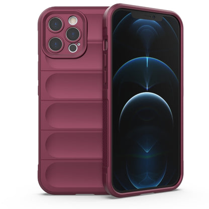 For iPhone 12 Pro Max Magic Shield TPU + Flannel Phone Case(Wine Red) - iPhone 12 Pro Max Cases by buy2fix | Online Shopping UK | buy2fix