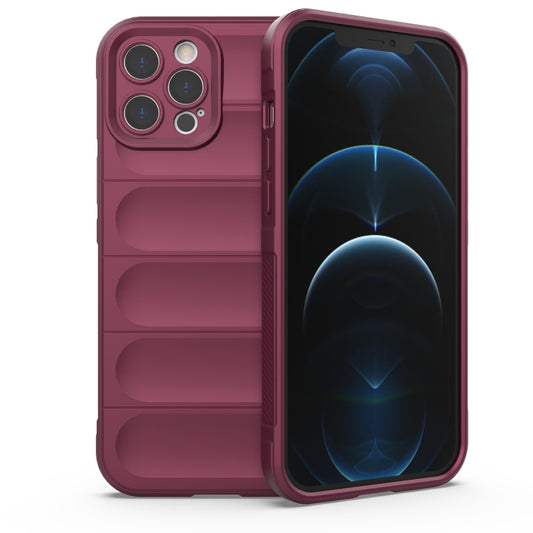 For iPhone 12 Pro Max Magic Shield TPU + Flannel Phone Case(Wine Red) - iPhone 12 Pro Max Cases by buy2fix | Online Shopping UK | buy2fix