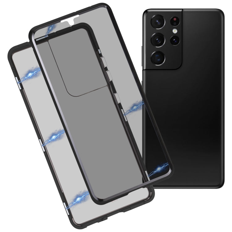 For Samsung Galaxy S21 Ultra 5G Anti-peeping Magnetic Double-sided Tempered Glass Phone Case(Black) - Galaxy S21 Ultra 5G Cases by buy2fix | Online Shopping UK | buy2fix