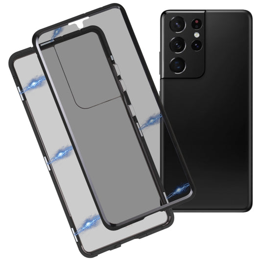 For Samsung Galaxy S21 Ultra 5G Anti-peeping Magnetic Double-sided Tempered Glass Phone Case(Black) - Galaxy S21 Ultra 5G Cases by buy2fix | Online Shopping UK | buy2fix