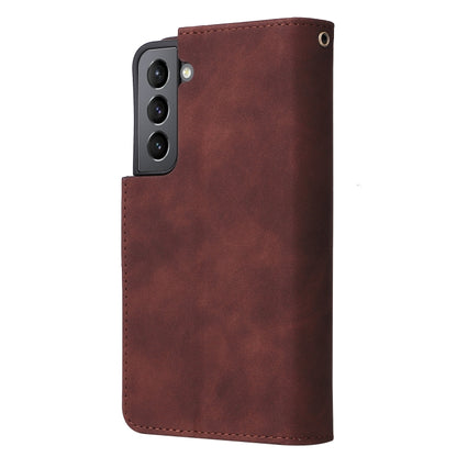 For Samsung Galaxy S22+ 5G Multifunctional Frosted Zipper Wallet Leather Phone Case(Coffee) - Galaxy S22+ 5G Cases by buy2fix | Online Shopping UK | buy2fix