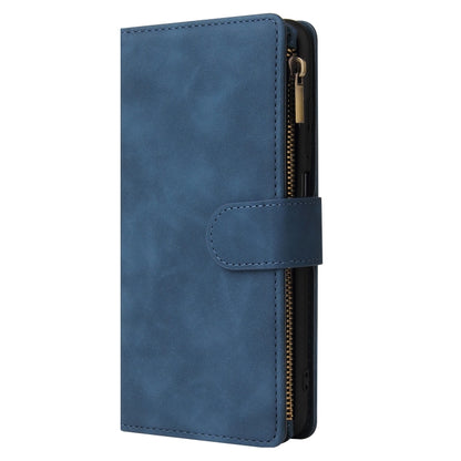 For Samsung Galaxy A03s 166.5mm Multifunctional Frosted Zipper Wallet Leather Phone Case(Blue) by buy2fix