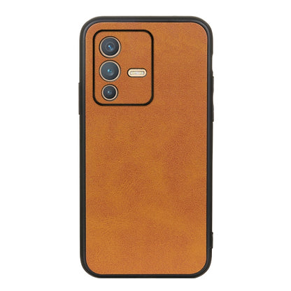 For vivo S12 5G / V23 5G Accurate Hole Two-color Calf Texture PU Phone Case(Brown) - vivo Cases by buy2fix | Online Shopping UK | buy2fix