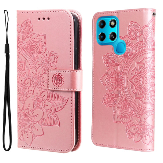 For Infinix Smart 6 7-petal Flowers Embossed Flip Leather Phone Case(Rose Gold) - Infinix Cases by buy2fix | Online Shopping UK | buy2fix