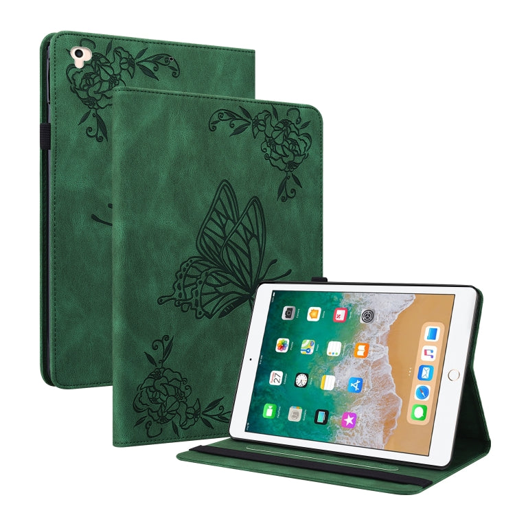 Butterfly Flower Embossed Leather Tablet Case For iPad 9.7 inch 2017 / 2018(Green) - iPad 9.7 (2018) & (2017) Cases by buy2fix | Online Shopping UK | buy2fix