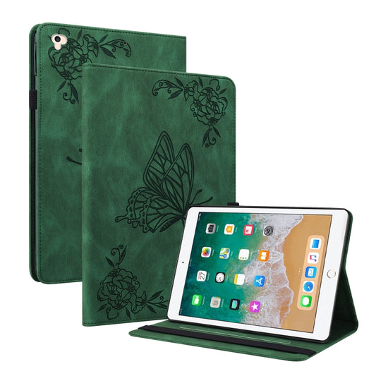 Butterfly Flower Embossed Leather Tablet Case For iPad 9.7 inch 2017 / 2018(Green) - iPad 9.7 (2018) & (2017) Cases by buy2fix | Online Shopping UK | buy2fix