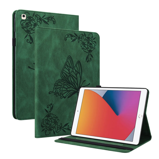Butterfly Flower Embossed Leather Tablet Case For iPad 10.2 2021&2020&2019 / Air 2019(Green) - iPad 10.2 Cases by buy2fix | Online Shopping UK | buy2fix