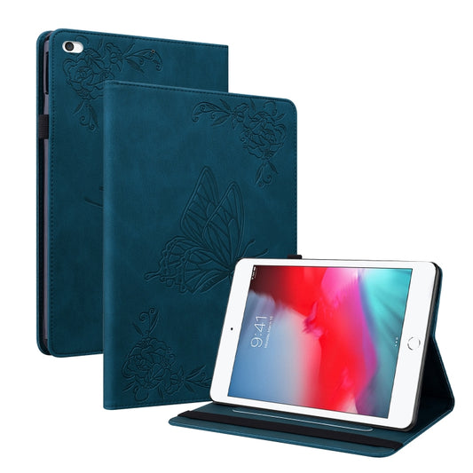 Butterfly Flower Embossed Leather Tablet Case For iPad mini 2019 / 4 / 3 / 2 / 1(Blue) - iPad mini (2019) / mini 5 Cases by buy2fix | Online Shopping UK | buy2fix
