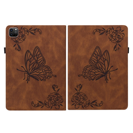 For iPad Pro 11 2022 / 2021 / 2020 / 2018 / Air 2020 10.9 Butterfly Flower Embossed Leather Tablet Case(Brown) by buy2fix