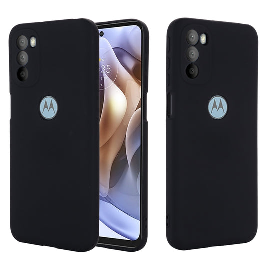 For Motorola Moto G51 5G Pure Color Liquid Silicone Shockproof Full Coverage Phone Case(Black) - Motorola Cases by buy2fix | Online Shopping UK | buy2fix