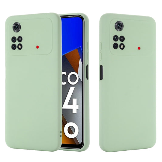 For Xiaomi Poco M4 Pro 4G Global Pure Color Liquid Silicone Shockproof Full Coverage Phone Case(Green) - Xiaomi Cases by buy2fix | Online Shopping UK | buy2fix