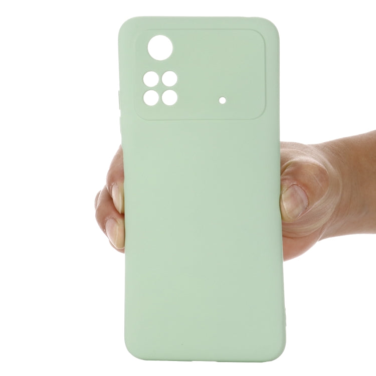 For Xiaomi Poco M4 Pro 4G Global Pure Color Liquid Silicone Shockproof Full Coverage Phone Case(Green) - Xiaomi Cases by buy2fix | Online Shopping UK | buy2fix