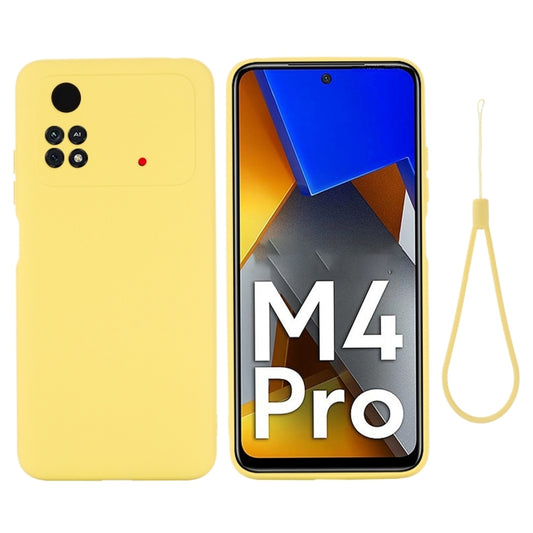 For Xiaomi Poco M4 Pro 4G Global Pure Color Liquid Silicone Shockproof Full Coverage Phone Case(Yellow) - Xiaomi Cases by buy2fix | Online Shopping UK | buy2fix