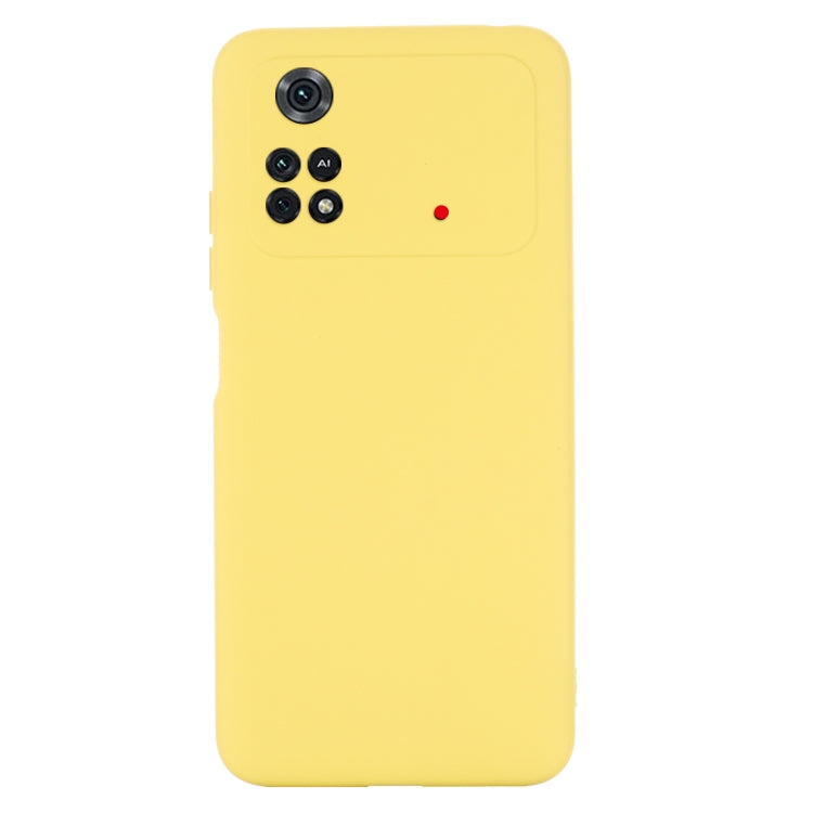 For Xiaomi Poco M4 Pro 4G Global Pure Color Liquid Silicone Shockproof Full Coverage Phone Case(Yellow) - Xiaomi Cases by buy2fix | Online Shopping UK | buy2fix