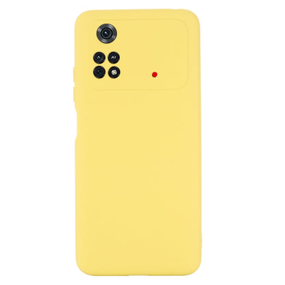 For Xiaomi Poco M4 Pro 4G Global Pure Color Liquid Silicone Shockproof Full Coverage Phone Case(Yellow) - Xiaomi Cases by buy2fix | Online Shopping UK | buy2fix