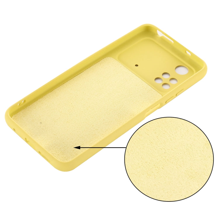 For Xiaomi Poco M4 Pro 4G Global Pure Color Liquid Silicone Shockproof Full Coverage Phone Case(Yellow) - Xiaomi Cases by buy2fix | Online Shopping UK | buy2fix