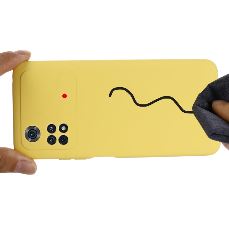 For Xiaomi Poco M4 Pro 4G Global Pure Color Liquid Silicone Shockproof Full Coverage Phone Case(Yellow) - Xiaomi Cases by buy2fix | Online Shopping UK | buy2fix