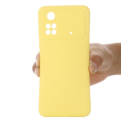 For Xiaomi Poco M4 Pro 4G Global Pure Color Liquid Silicone Shockproof Full Coverage Phone Case(Yellow) - Xiaomi Cases by buy2fix | Online Shopping UK | buy2fix