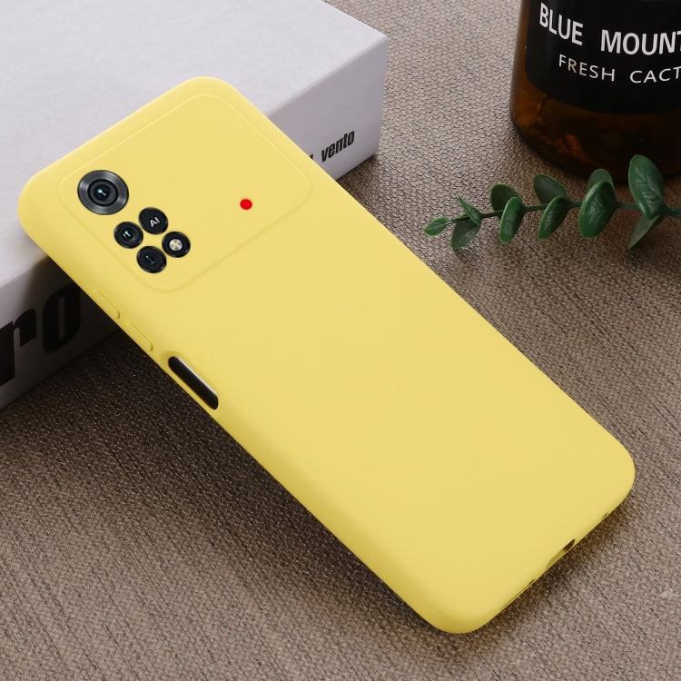 For Xiaomi Poco M4 Pro 4G Global Pure Color Liquid Silicone Shockproof Full Coverage Phone Case(Yellow) - Xiaomi Cases by buy2fix | Online Shopping UK | buy2fix