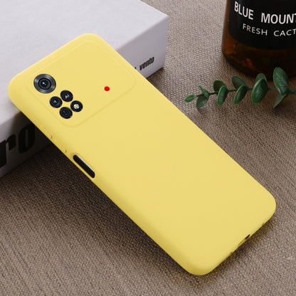 For Xiaomi Poco M4 Pro 4G Global Pure Color Liquid Silicone Shockproof Full Coverage Phone Case(Yellow) - Xiaomi Cases by buy2fix | Online Shopping UK | buy2fix