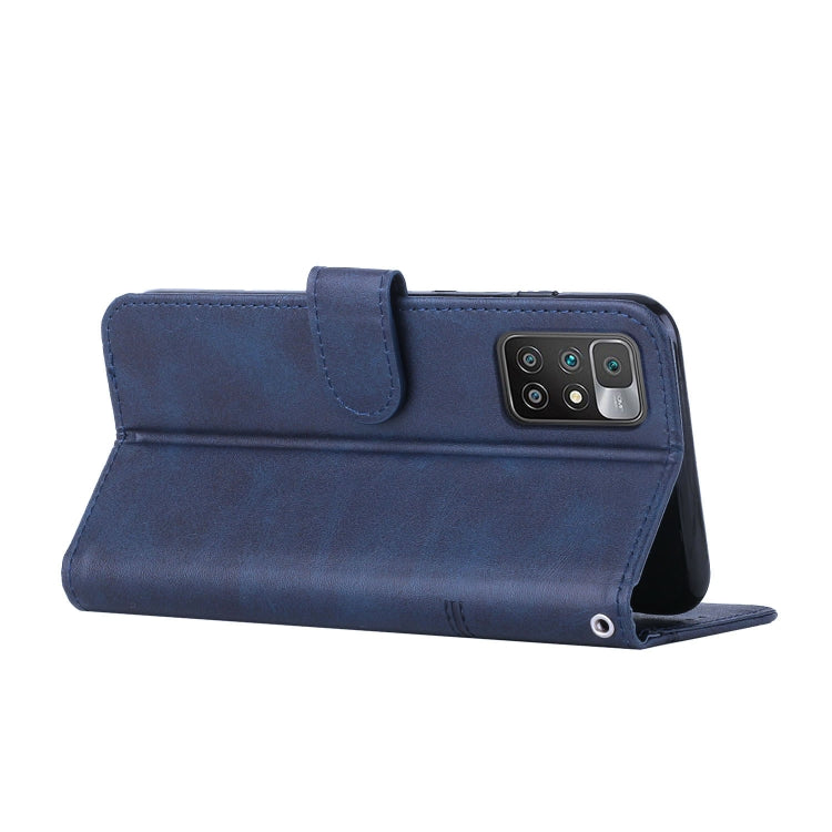 For Xiaomi Redmi 10 5G/Redmi Note 11E Stitching Calf Texture Buckle Leather Phone Case(Blue) - Xiaomi Cases by buy2fix | Online Shopping UK | buy2fix