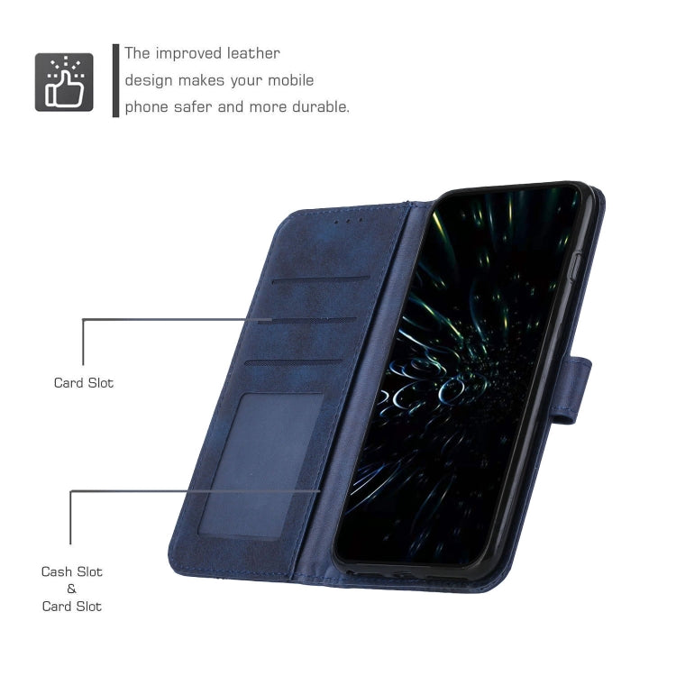 For Xiaomi Redmi 10 5G/Redmi Note 11E Stitching Calf Texture Buckle Leather Phone Case(Blue) - Xiaomi Cases by buy2fix | Online Shopping UK | buy2fix
