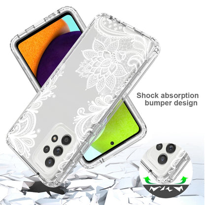 For Samsung Galaxy A52 PC+TPU Transparent Painted Phone Case(White Flower) by buy2fix