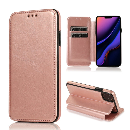 For iPhone 11 Pro Knight Magnetic Suction Leather Phone Case (Rose Gold) - iPhone 11 Pro Cases by buy2fix | Online Shopping UK | buy2fix