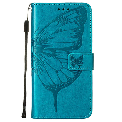For Samsung Galaxy M33 5G Embossed Butterfly Leather Phone Case(Blue) by buy2fix