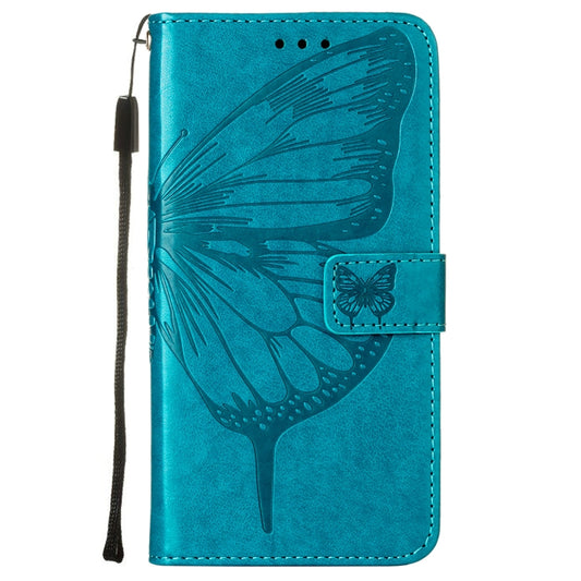For Samsung Galaxy M33 5G Embossed Butterfly Leather Phone Case(Blue) by buy2fix