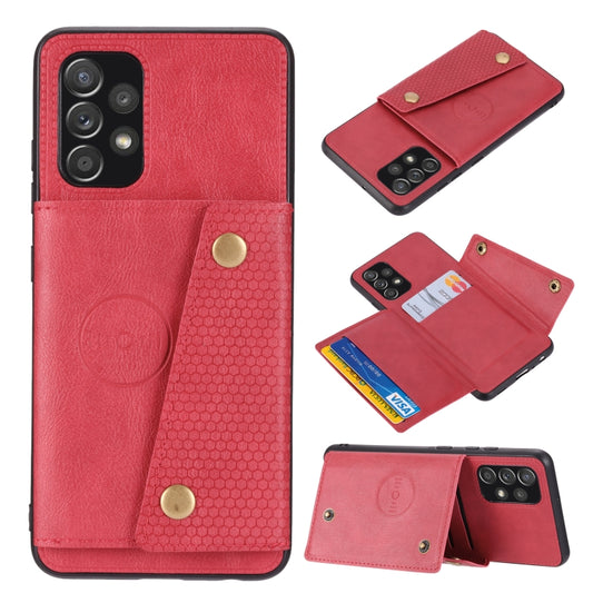 For Samsung Galaxy A73 5G Double Buckle PU + TPU Shockproof Magnetic Phone Case(Red) by buy2fix