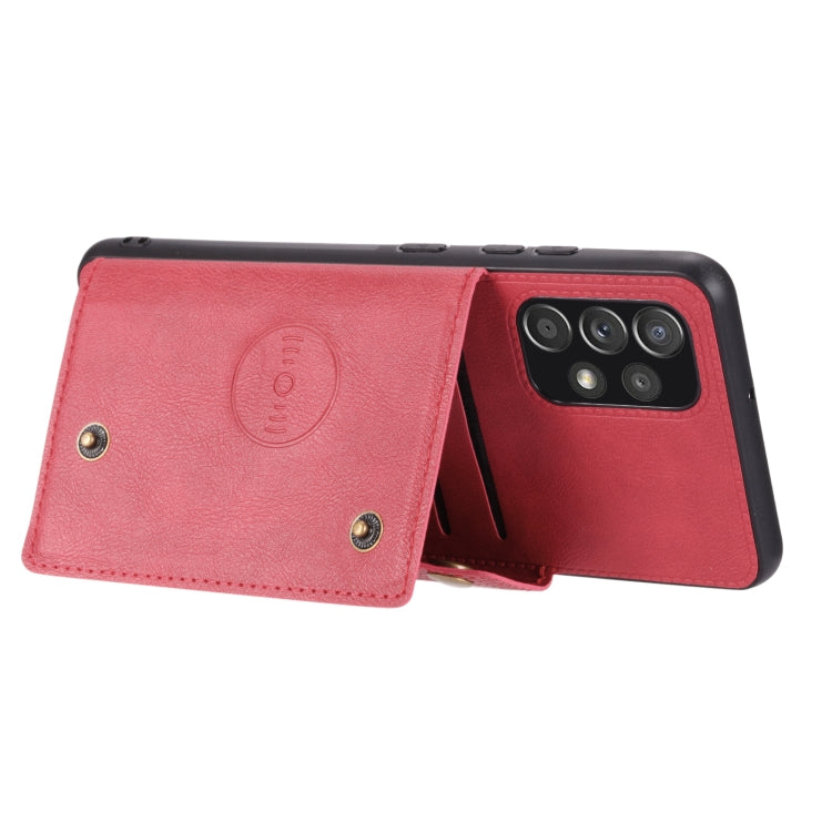 For Samsung Galaxy A73 5G Double Buckle PU + TPU Shockproof Magnetic Phone Case(Red) by buy2fix