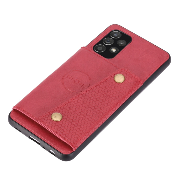 For Samsung Galaxy A73 5G Double Buckle PU + TPU Shockproof Magnetic Phone Case(Red) by buy2fix