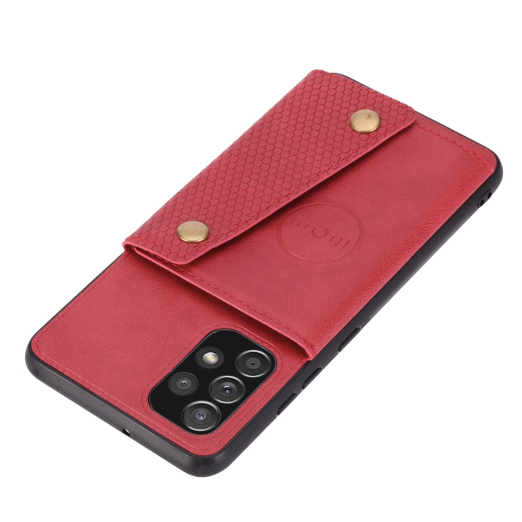 For Samsung Galaxy A73 5G Double Buckle PU + TPU Shockproof Magnetic Phone Case(Red) by buy2fix