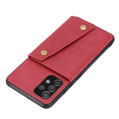 For Samsung Galaxy A73 5G Double Buckle PU + TPU Shockproof Magnetic Phone Case(Red) by buy2fix