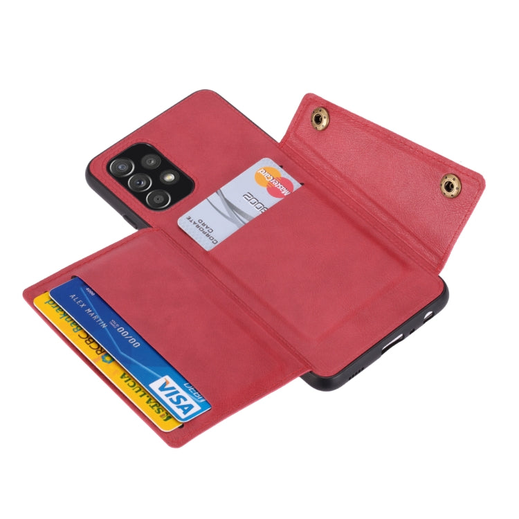 For Samsung Galaxy A73 5G Double Buckle PU + TPU Shockproof Magnetic Phone Case(Red) by buy2fix
