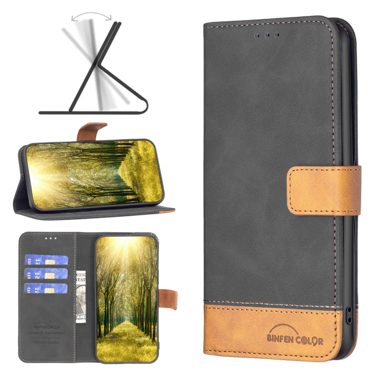 For Samsung Galaxy A12 BF11 Color Matching Skin Feel Leather Phone Case(Black) by buy2fix