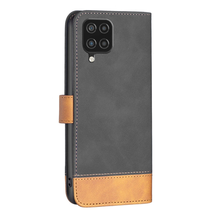 For Samsung Galaxy A12 BF11 Color Matching Skin Feel Leather Phone Case(Black) by buy2fix